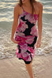 Meridress One Shoulder Cut Out Floral Print Maxi Cami Dress