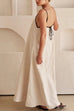 Meridress Adjustable Strap Backless Cotton Linen Maxi Dress