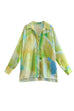 Meridress Long Sleeves Button Front Tie Dye Blouse Shirt