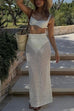 Meridress Elastic Waist Hollow Out Cover Up Maxi Skirt