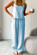 Meridress Cotton Linen Cami Top Wide Leg Pants Loungewear Set