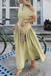 Meridress Elegant Asymmetric Shoulder Pleated Swing Maxi Dress