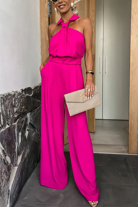 Meridress Collared Sleeveless Wide Leg Pocketed Jumpsuit