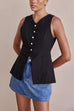 Meridress Single Breasted Pocketed Solid Vest