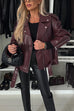 Meridress Zip Up Belted Faux Leather Trendy Jacket