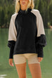 Meridress Mockneck Lantern Sleeves Color Block Sweatshirt