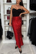 Meridress Christmas Party High Waist Sequin Bodycon Maxi Skirt