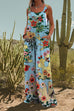 Meridress Floral Print Wide Leg Loose Overalls