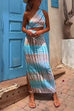 Meridress One Shoulder Cut Out Waist Side Split Tie Dye Maxi Dress