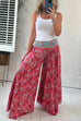 Meridress Elastic Waist Wide Leg Palazzo Printed Casual Pants