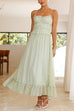 Meridress Frill Trim Lace Up Ruched Maxi Cami Dress