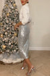 Meridress Elastic Waist Christmas Sequin Midi Skirt