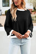 Meridress Crewneck Drop Shoulder Color Block Knit Sweater