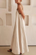 Meridress Adjustable Strap Backless Cotton Linen Maxi Dress