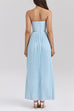 Meridress Strapless V Neck Pleated Corset Maxi Party Dress