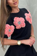 Meridress Crewneck Short Sleeves 3D Flower Sweater Top