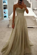 Meridress Spaghetti Strap Glittering Tulle Maxi Party Dress