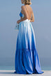 Meridress Backless Cut Out Gradient Tie Dye Ruffle Maxi Cami Dress