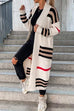 Meridress Open Front Color Block Striped Splice Long Sweater Cardigan