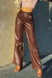 Meridress Faux Leather Straight Leg Trousers with Pockets