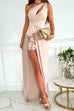 Meridress One Shoulder Cut Out Draped Front Maxi Party Dress