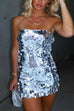 Meridress Strapless Off Shoulder Party Mini Sequin Dress