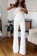 Meridress Strapless Feather Tube Top Flare Bottoms Jumpsuit