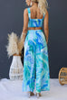 Printed Crop Cami Top and Wide Leg Pocketed Pants Set