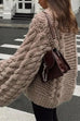 Meridress Round Neck Oversized Cable Knit Sweater