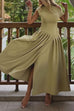 Meridress Elegant Asymmetric Shoulder Pleated Swing Maxi Dress