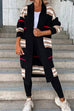 Meridress Open Front Color Block Striped Splice Long Sweater Cardigan