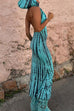 Meridress Cowl Neck Backless Tie Dye Hoodied Maxi Dress