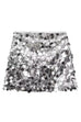 Meridress Elastic Waist Sequin Paillette Mini Skirt