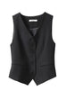 Meridress V Neck Button Up Pocketed Blazer Vest