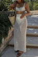 Meridress Elastic Waist Hollow Out Cover Up Maxi Skirt