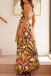 Criss Cross Halter Backless Floral Print Maxi Dress