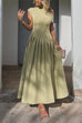 Meridress Elegant Asymmetric Shoulder Pleated Swing Maxi Dress