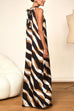 Meridress Tie Neck Sleeveless Color Block Printed Maxi Dress