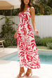 Halter Backless Printed Maxi Vacation Dress