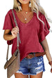 Meridress Casual V Neck Ruffle Short Sleeve T-shirt