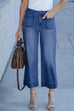 Meridress Patch Pocket Straight Wide Leg Cropped Jeans