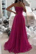 Meridress Spaghetti Strap Glittering Tulle Maxi Party Dress