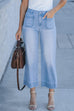 Meridress Patch Pocket Straight Wide Leg Cropped Jeans