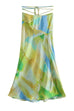 Meridress Tie Waist High Slit Tie Dye Maxi Skirt