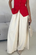 Meridress Elastic Waist Wide Leg Cotton Linen Palazzo Pants