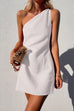 Meridress One Shoulder Sleeveless Cotton Linen Mini Dress