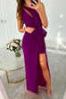 Meridress One Shoulder Cut Out Draped Front Maxi Party Dress