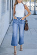 Meridress Patch Pocket Straight Wide Leg Cropped Jeans