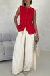 Meridress Elastic Waist Wide Leg Cotton Linen Palazzo Pants