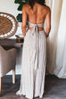 Meridress Halter Tie Knot Backless Ruched Swing Maxi Vacation Dress